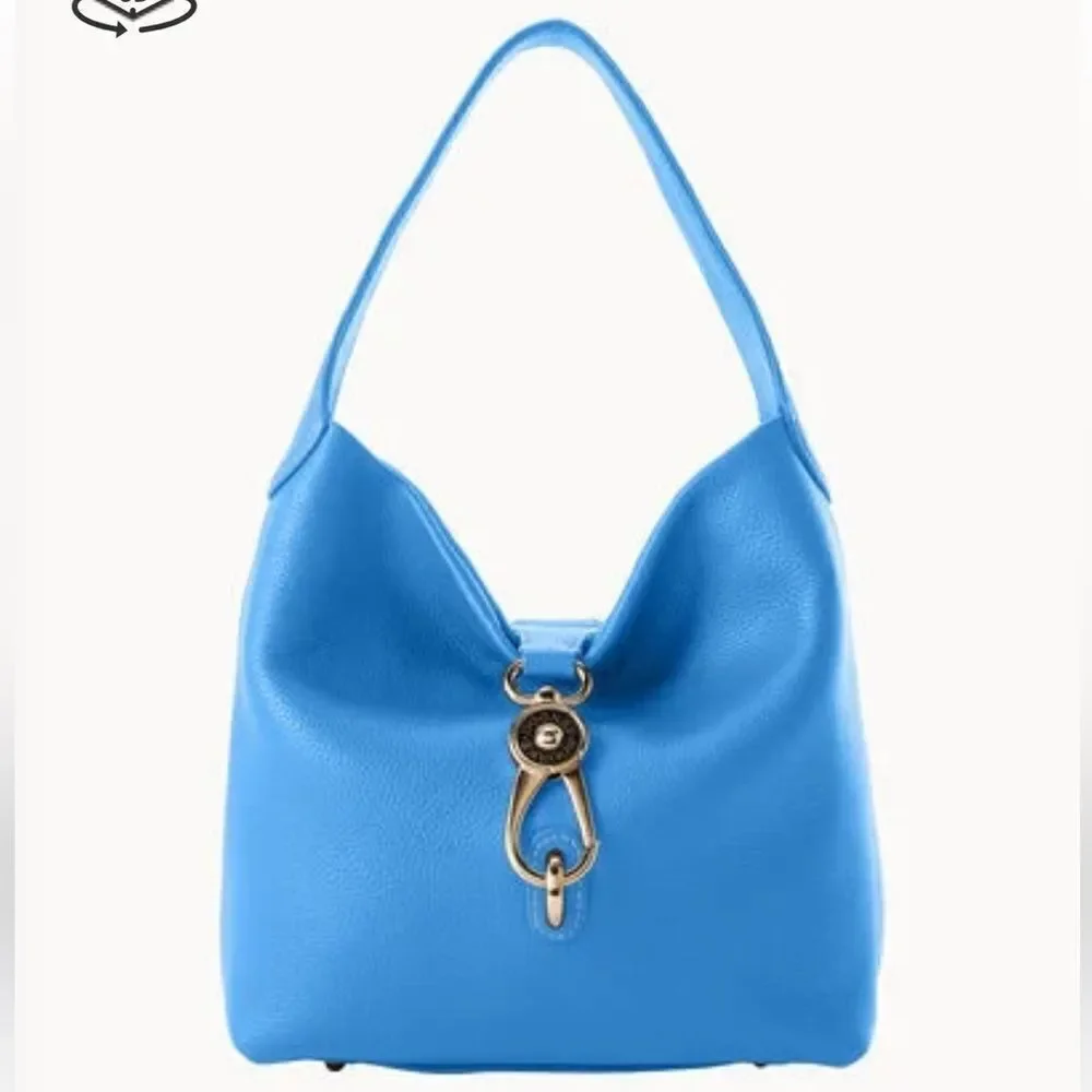 Dooney & Bourke Blue  Pebble Grain Leather Large  Logo Lock Sac